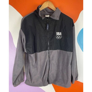 USA Olympic Committee Mens Large Olympics Wind Breaker Fleece Embroidered Zip